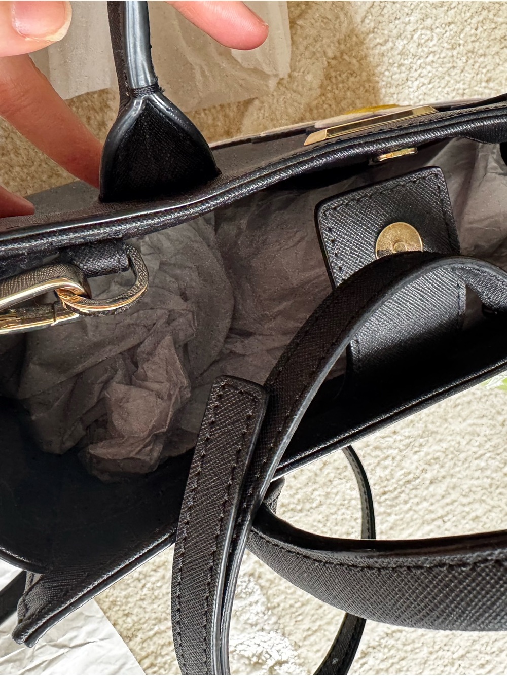 kate spade Black Daisy Appliqué Satchel with White and Yellow Flower - Picture 13 of 14